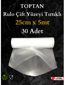 25cmx5mt -30 Adet - Toptan Çift Yüzeyi Tırtıklı Vakum Rulosu